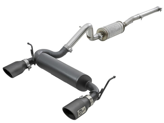 aFe Rebel Series 2.5in 409 SS Cat-Back Exhaust w/ Black Tips 2007+ Jeep Wrangler (JK) V6 3.6L/3.8L - Blais Performance Parts