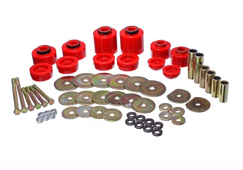 Energy Suspension 80-96 Ford F-150/250/350 Red Body Mount Set Includes Hardware - Blais Performance Parts