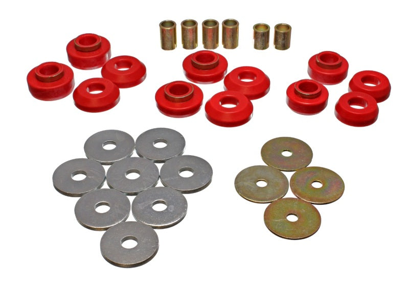 Energy Suspension 75-79 Chevrolet Nova / Chevy II Red Body Mount Set - Blais Performance Parts