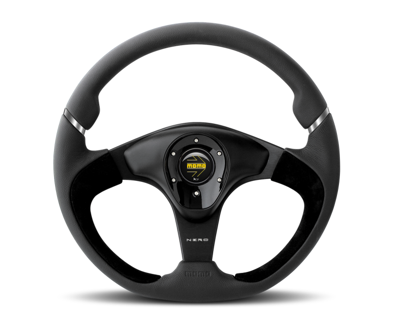 Momo Nero Steering Wheel 350 mm - Black Leather/Suede/Black Spokes - Blais Performance Parts