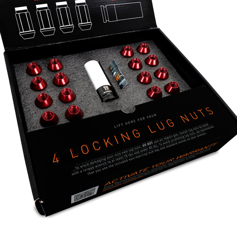 Mishimoto Aluminum Locking Lug Nuts M12x1.25 20pc Set Red - Blais Performance Parts