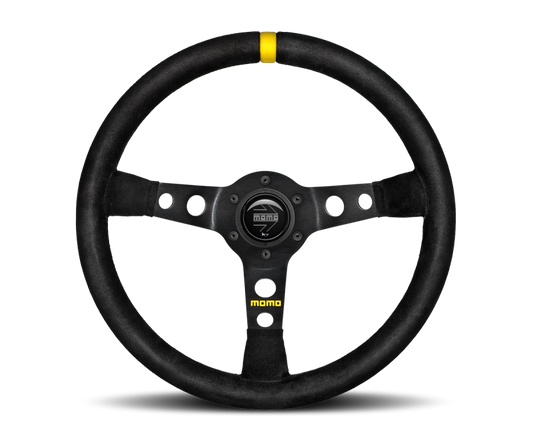 Momo MOD07 Steering Wheel 350 mm -  Black Suede/Black Spokes/1 Stripe - Blais Performance Parts