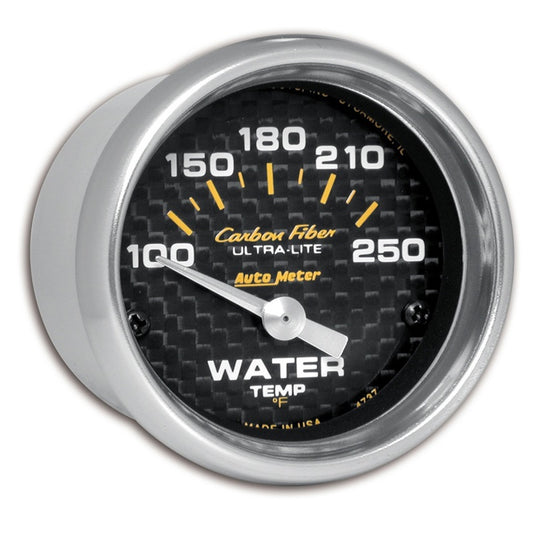 Autometer Carbon Fiber 52mm 100-250 Deg F Electronic Water Temp Gauge - Blais Performance Parts