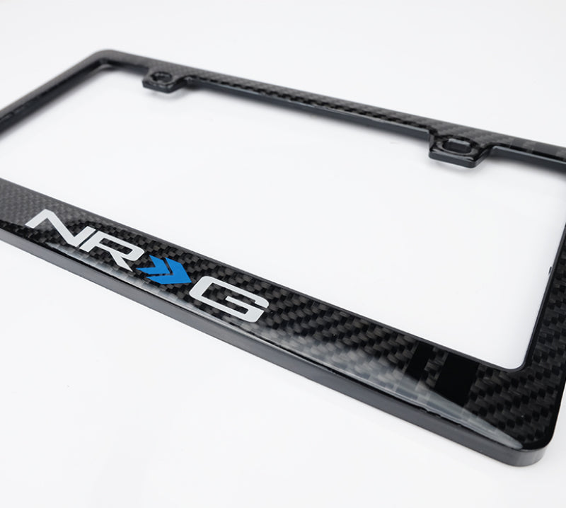 NRG Carbon License Plate Frame/ Fiber Poly Dip Finish Wet w/ NRG Logo - Blais Performance Parts