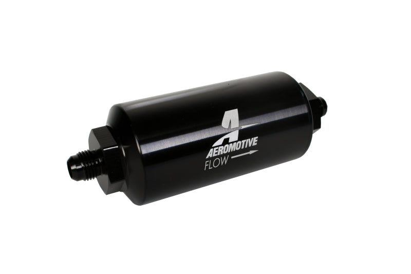 Aeromotive In-Line Filter - (AN-6 Male) 10 Micron Microglass Element Bright Dip Black Finish - Blais Performance Parts