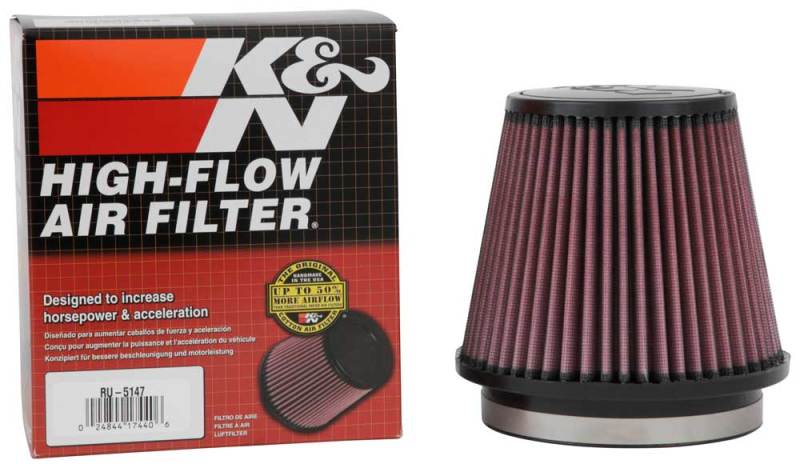 K&N Filter Universal Rubber Filter 5in Flange 6.5in Base 4.5in Top 5.5in Height - Blais Performance Parts