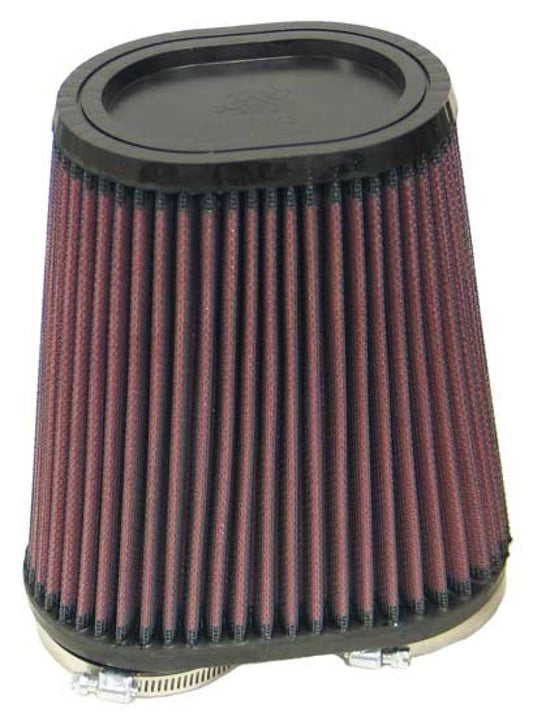 K&N Universal Rubber Filter Dual Flange Oval Tprd 3.75in Base O/S W x 3.438in Top O/S W x 6.75in H - Blais Performance Parts