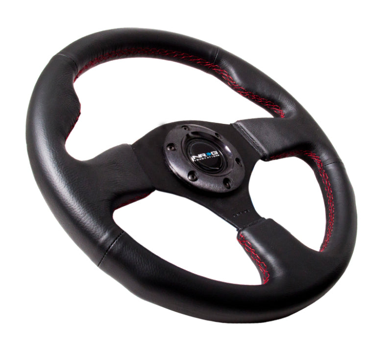 NRG Reinforced Steering Wheel (320mm) Leather w/Red Stitch - Blais Performance Parts