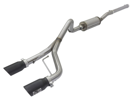 aFe Rebel Series CB 2.5in Dual Center Exit SS Exhaust w/ Black Tips 07-15 Jeep Wrangler 3.6L/3.8L V6 - Blais Performance Parts