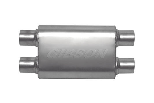 Gibson MWA Superflow Dual/Dual Oval Muffler - 4x9x14in/2.5in Inlet/2.5in Outlet - Stainless - Blais Performance Parts