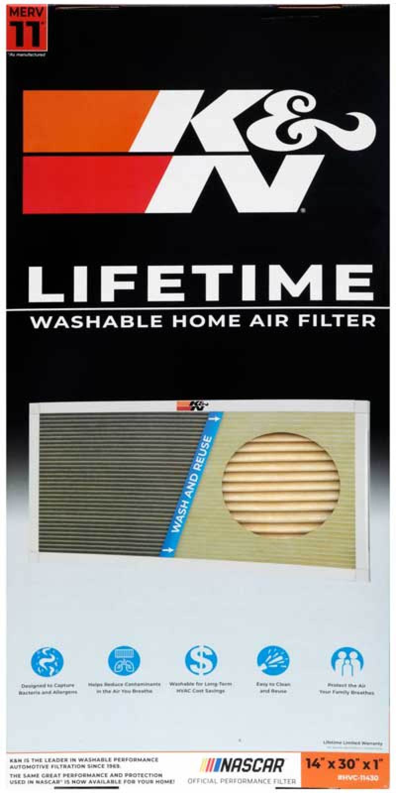 K&N HVAC Filter - 14 x 30 x 1 - Blais Performance Parts