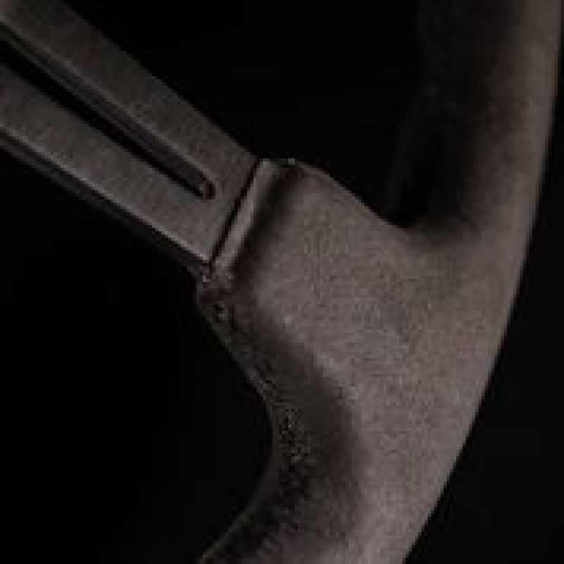 NRG Reinforced Steering Wheel (350mm / 3in. Deep) Black Leather w/ Alcantara Stitching - Blais Performance Parts