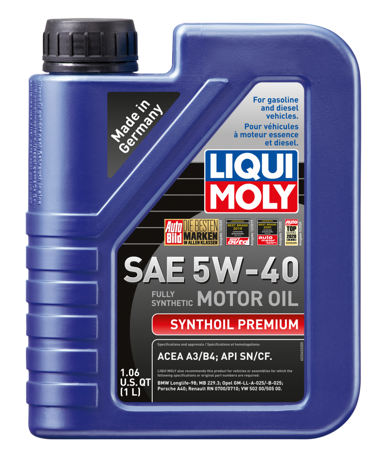 LIQUI MOLY 1L Synthoil Premium Motor Oil SAE 5W40 - Blais Performance Parts