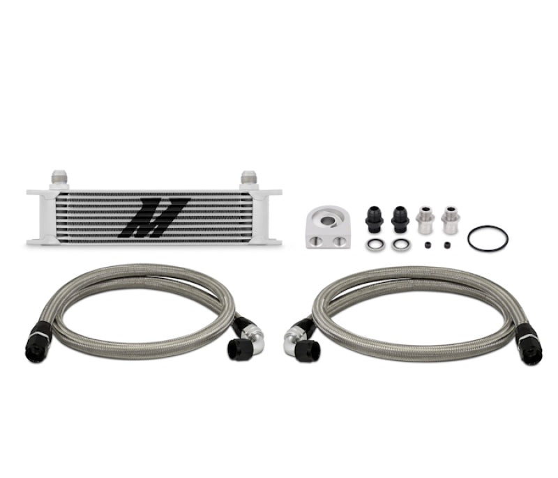 Mishimoto Universal 10 Row Oil Cooler Kit (Metal Braided Lines) - Blais Performance Parts