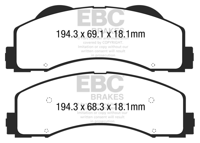 EBC 15+ Ford F150 2.7 Twin Turbo (2WD) Extra Duty Front Brake Pads - Blais Performance Parts