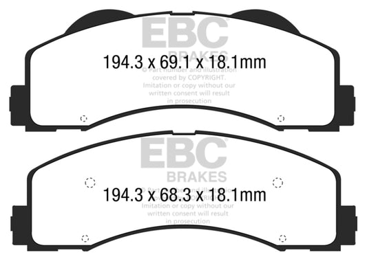 EBC 15+ Ford F150 2.7 Twin Turbo (2WD) Extra Duty Front Brake Pads - Blais Performance Parts