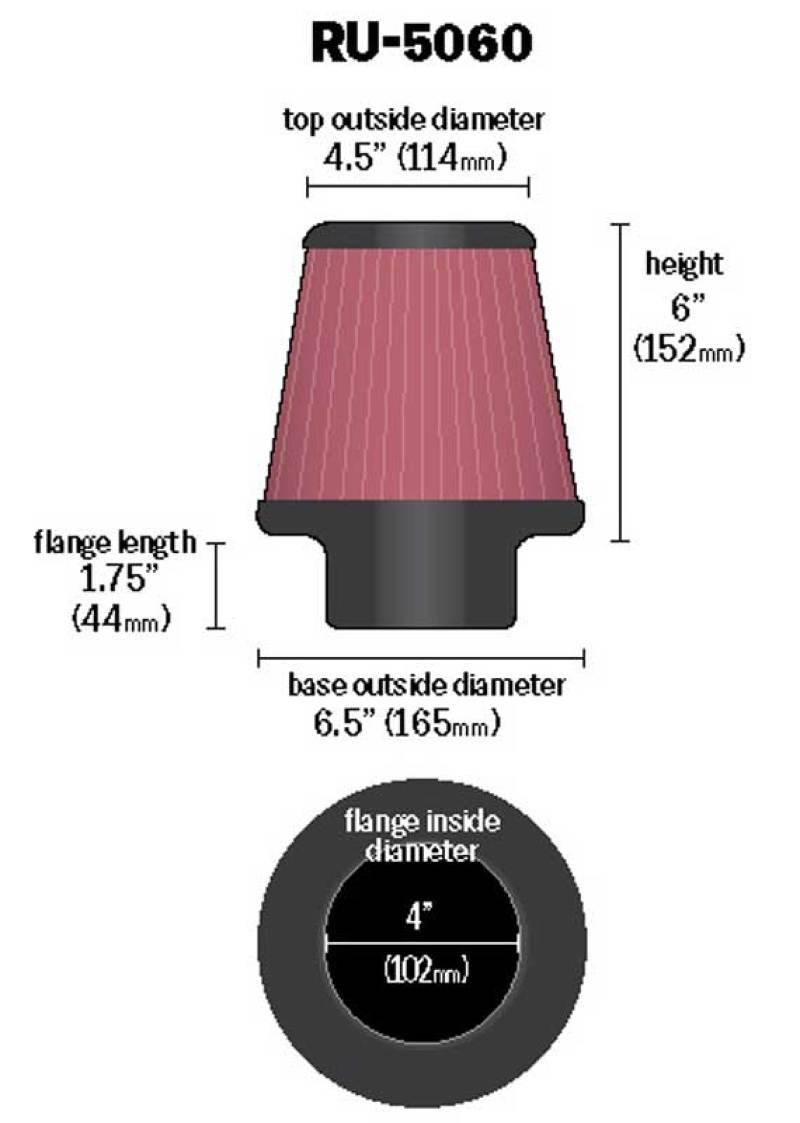 K&N Universal Clamp-On Air Filter 4in FLG / 6-1/2in B / 4-1/2in T / 6in H - Blais Performance Parts