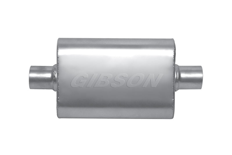 Gibson MWA Superflow Center/Center Oval Muffler - 4x9x14in/3in Inlet/3in Outlet - Stainless - Blais Performance Parts