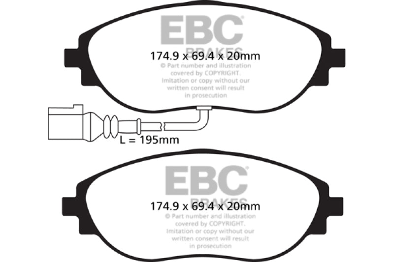 EBC 12+ Volkswagen CC 3.6 Ultimax2 Front Brake Pads - Blais Performance Parts