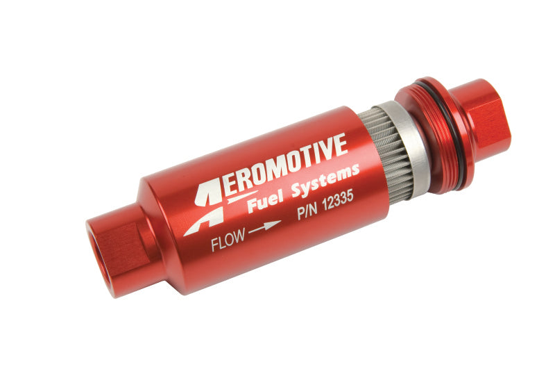 Aeromotive In-Line Filter - AN-10 size - 40 Micron SS Element - Red Anodize Finish - Blais Performance Parts