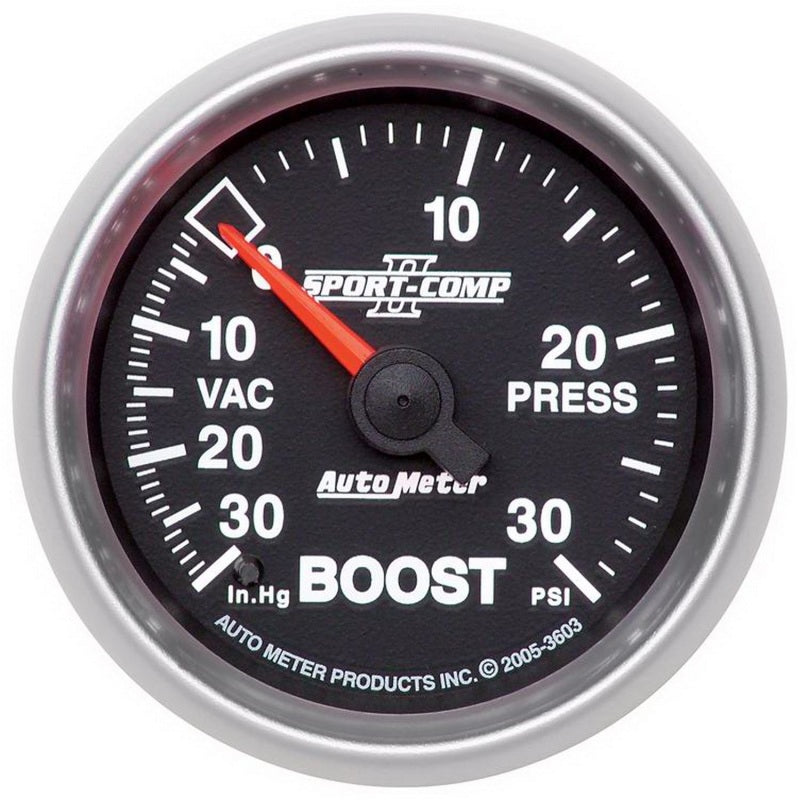 Autometer Sport-Comp II 52mm 30 PSI Mechanical Boost Vacumm Gauge - Blais Performance Parts