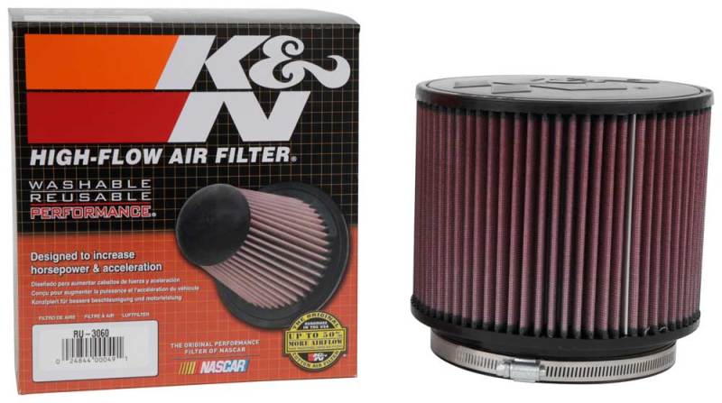 K&N Universal Rubber Filter 6in FLange ID / 7.5in OD / 6in Height / Round Straight - Blais Performance Parts