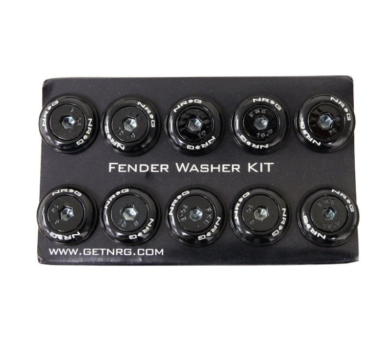 NRG Fender Washer Kit w/Color Matched M6 Bolt Rivets For Plastic (Black) - Set of 10 - Blais Performance Parts