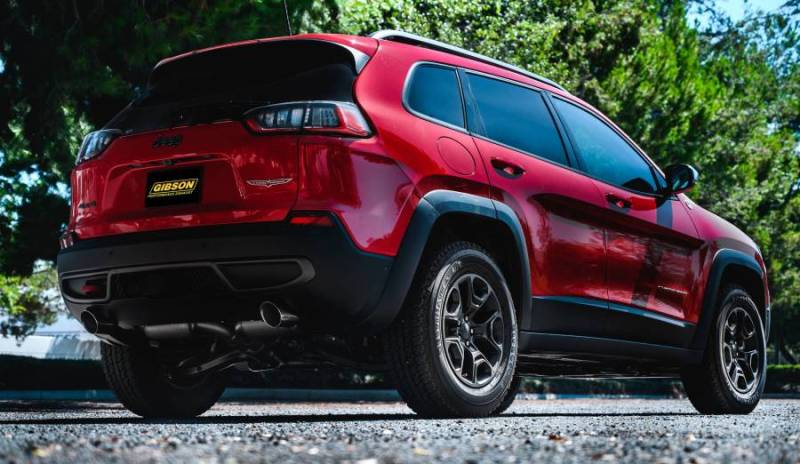 Gibson 14-20 Jeep Cherokee 3.2L 2.5in/2.25in Cat-Back Dual Split Exhaust - Stainless - Blais Performance Parts