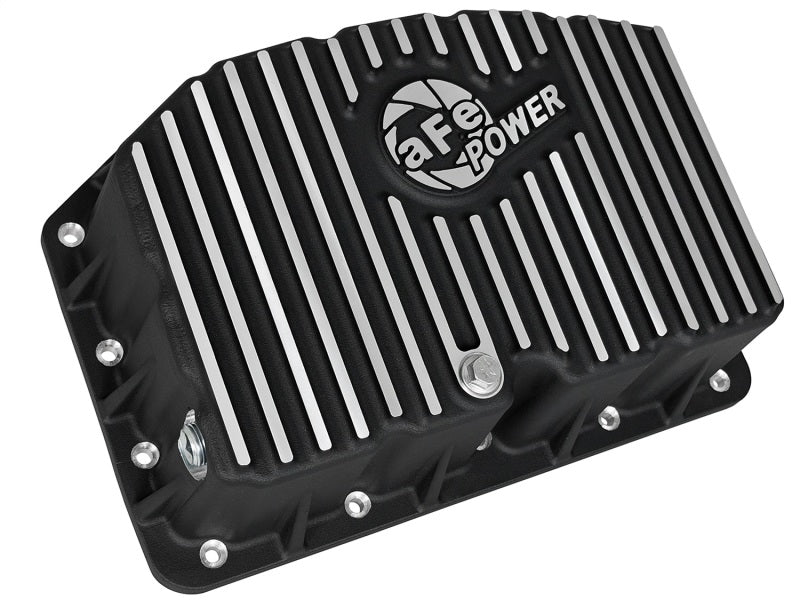 AFE Pro Series Engine Oil Pan Black w/Machined Fins; 11-16 Ford Powerstroke V8-6.7L (td) - Blais Performance Parts