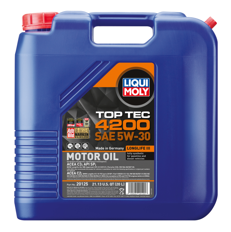 LIQUI MOLY 20L Top Tec 4200 New Generation Motor Oil SAE 5W30 - Blais Performance Parts