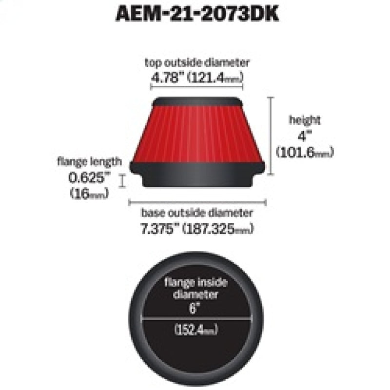 AEM 5 inch x 5 inch DryFlow Air Filter - Blais Performance Parts