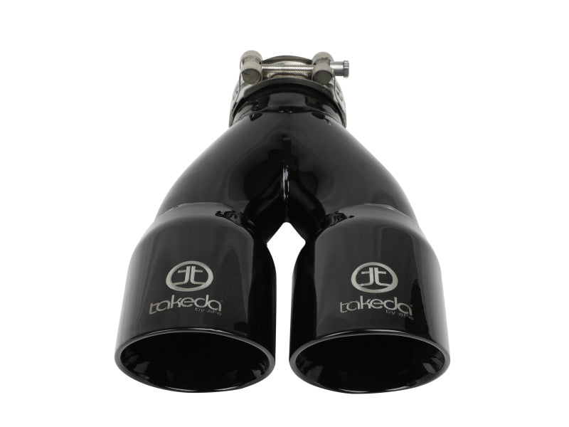 aFe Takeda 2.5in 304 Stainless Steel Clamp-on Exhaust Tip 2.5in Inlet 3in Dual Outlet - Black - Blais Performance Parts