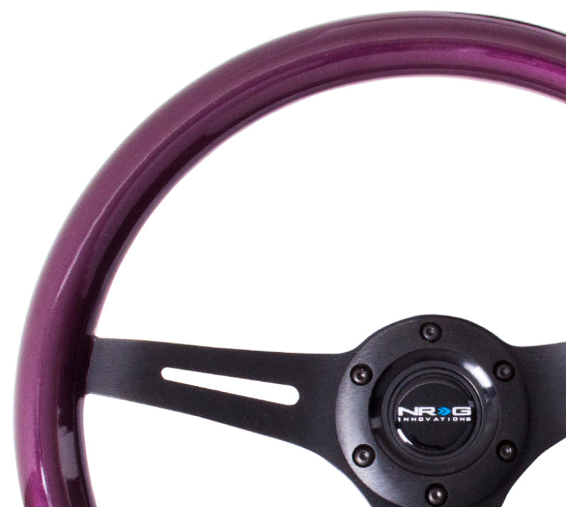 NRG Classic Wood Grain Steering Wheel (350mm) Purple Pearl/Flake Paint w/Black 3-Spoke Center - Blais Performance Parts