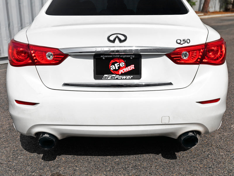 aFe Takeda 2.5in 304 SS Cat-Back Exhaust System w/ Black Tips 16-18 Infiniti Q50 V6-3.0L (tt) - Blais Performance Parts