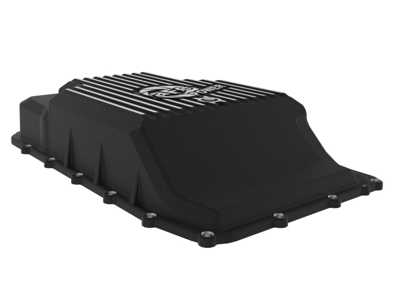 aFe 17-24 Ford F-150 10R60/10R80 Pro Series Rear Transmission Pan Black w/ Machined Fins - Blais Performance Parts