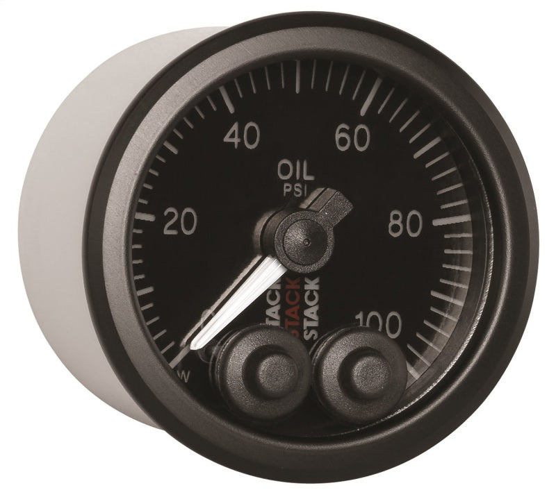 Autometer Stack Instruments Pro Control 52mm 0-100 PSI Oil Pressure Gauge - Black (1/8in NPTF Male) - Blais Performance Parts