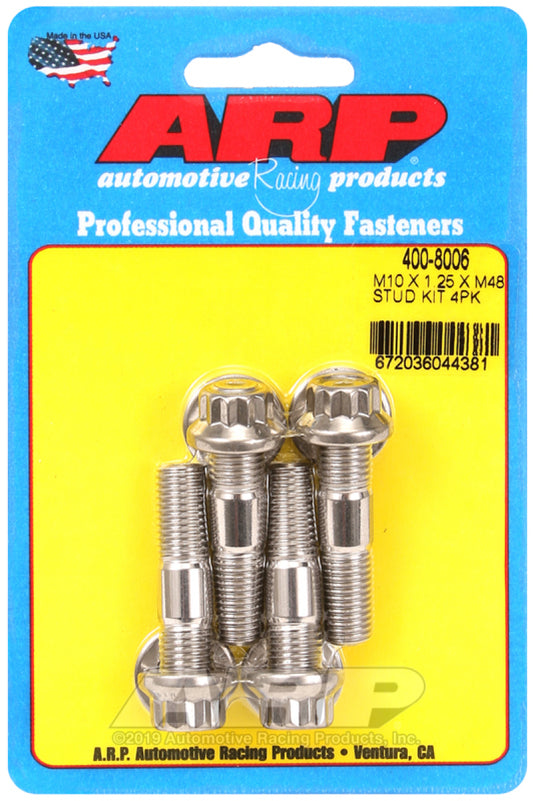 ARP M10 x 1.25 x 48mm Broached 4 Piece Stud Kit - Blais Performance Parts