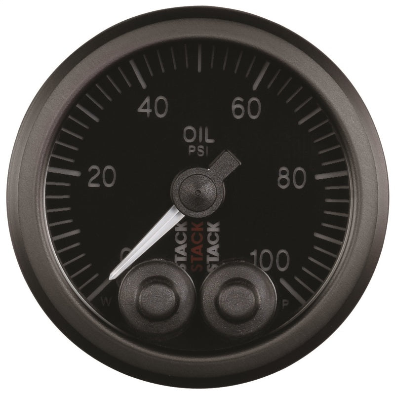 Autometer Stack Instruments Pro Control 52mm 0-100 PSI Oil Pressure Gauge - Black (1/8in NPTF Male) - Blais Performance Parts