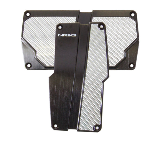 NRG Brushed Aluminum Sport Pedal A/T - Black w/Silver Carbon - Blais Performance Parts