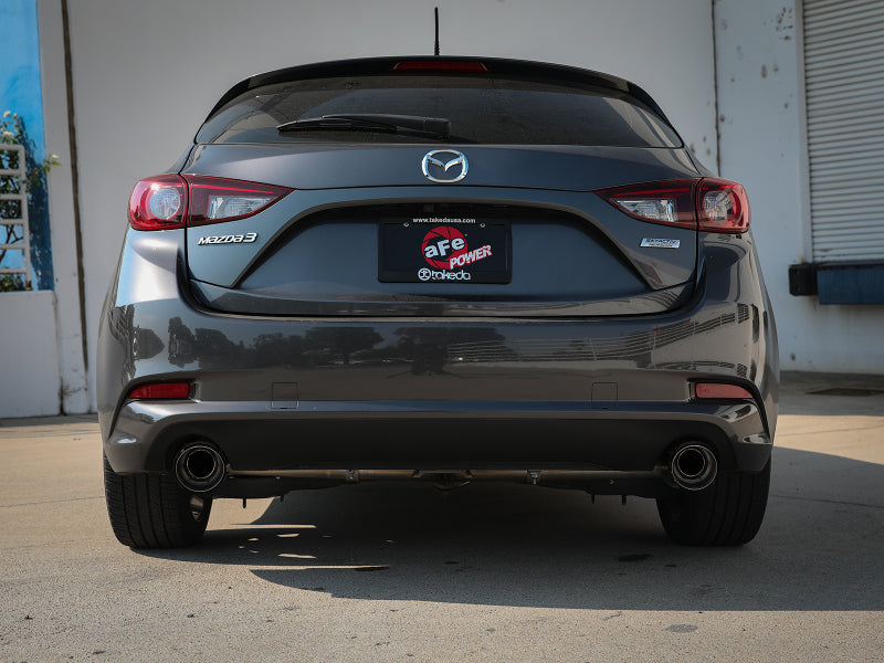 aFe Takeda 2-1/2in 304 SS Axle-Back Exhaust w/ Carbon Fiber Tips 14-18 Mazda 3 L4 2.0L/2.5L - Blais Performance Parts