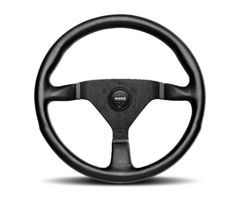 Momo Montecarlo Steering Wheel 350 mm - Black Leather/Red Stitch/Black Spokes - Blais Performance Parts
