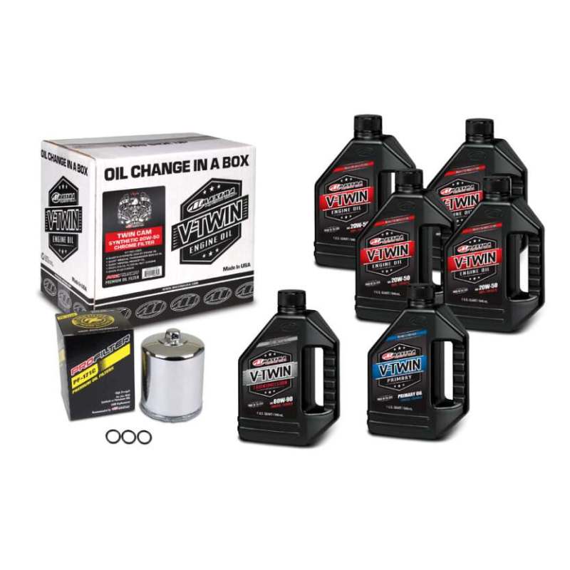 Maxima V-Twin Oil Change Kit Synthetic w/ Chrome Filter Twin Cam - Blais Performance Parts