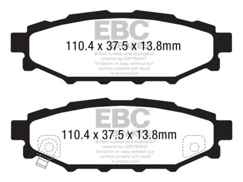 EBC 12+ Subaru BRZ 2.0 (solid rear rotors) Redstuff Rear Brake Pads - Blais Performance Parts