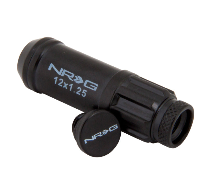 NRG 700 Series M12 X 1.25 Steel Lug Nut w/Dust Cap Cover Set 21 Pc w/Locks & Lock Socket - Black - Blais Performance Parts