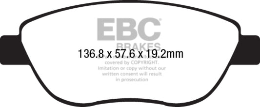 EBC 14-17 Fiat 500 Redstuff Ceramic Low Dust Front Brake Pads - Blais Performance Parts