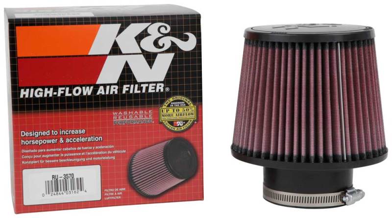 K&N Filter Universal Rubber Filter 3in Flange ID 6in Base OD 5.125in Top OD 5in Height - Blais Performance Parts