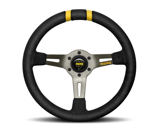 Momo MODDRIFT Steering Wheel 330 mm -  Black Suede/Anth Spokes/2 Stripes - Blais Performance Parts