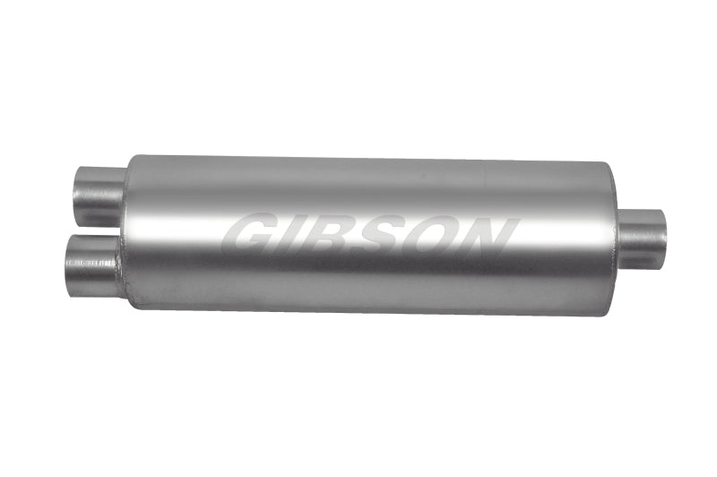 Gibson SFT Superflow Dual/Center Round Muffler - 8x24in/3in Inlet/4in Outlet - Stainless - Blais Performance Parts