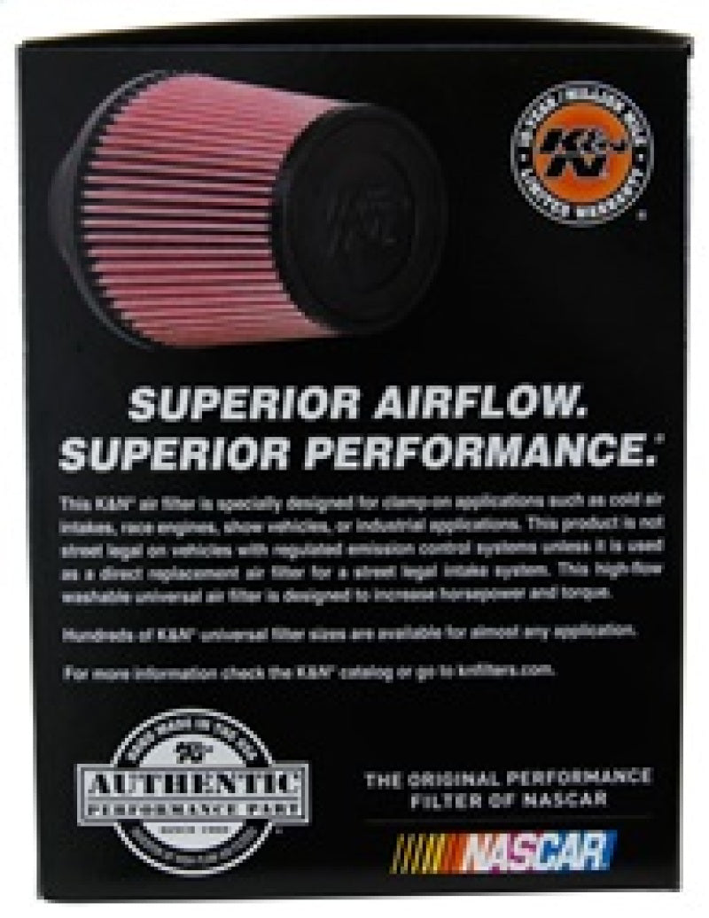 K&N Universal Rubber Filter 3 1/2inch ID FLG / 6inch Base / 4-5/8inch Top / 6inch Height - Blais Performance Parts