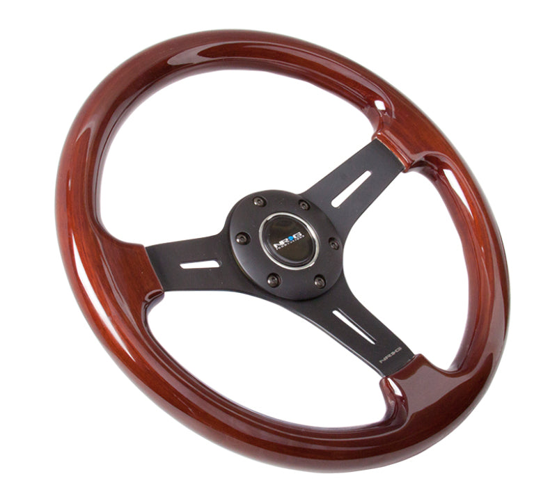 NRG Classic Wood Grain Steering Wheel (330mm) Wood Grain w/Matte Black 3-Spoke Center - Blais Performance Parts